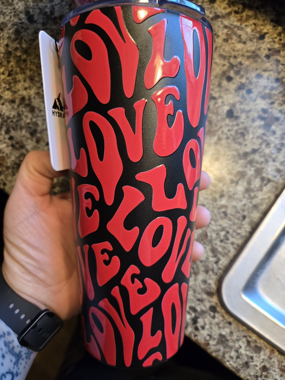 Hydro Peak Red 'Love' Pattern Insulated Tumbler